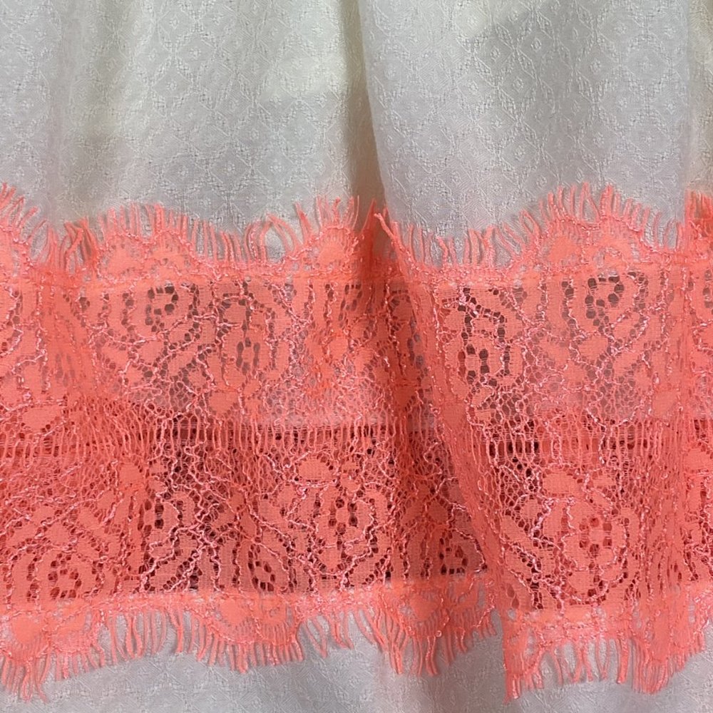 Free People 0 XS Ivory Neon Pink Dress Mini Short - Picture 4 of 6